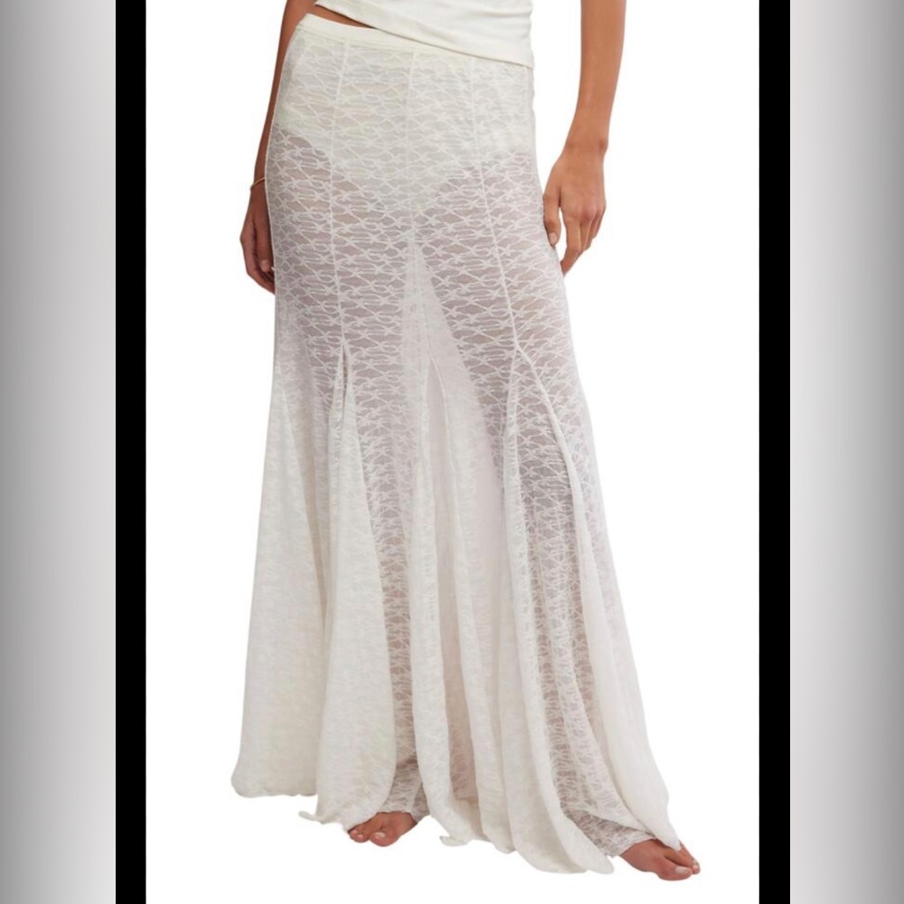NWT Free People Intimately|KISS KISS HALF SLIP Maxi skirt Shear lace XL Festival - Picture 2 of 8